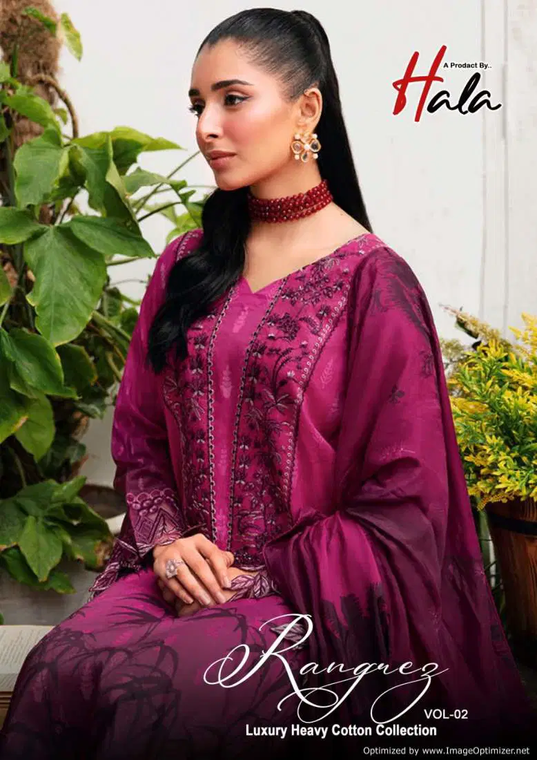 Rangrez Vol 2 By Hala Cotton Printed Pakistani Dress Material Wholesale Clothing Suppliers In India
